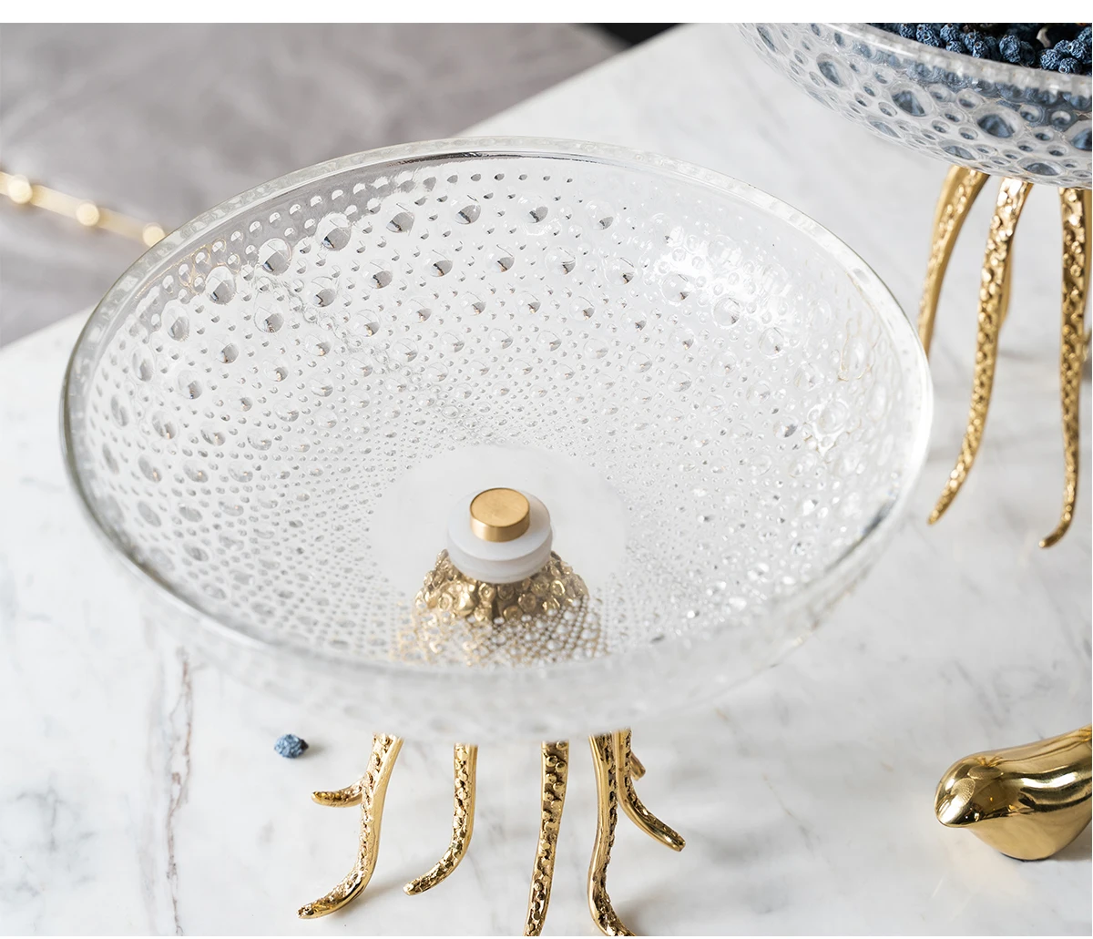 Роскошная металлическая статуя в форме осьминога домашняя стеклянная тарелка