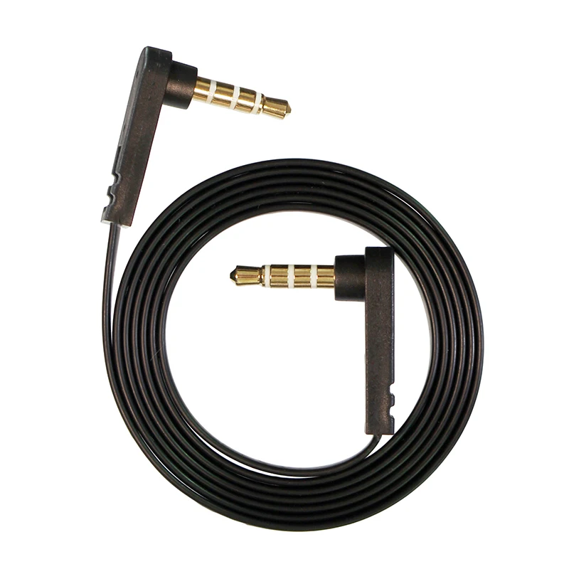 

dual 90 degree elbow angled 3.5mm male to male 4 pole 3 pole car AUX tiny and soft live broadcasting audio cable flat shape 1m