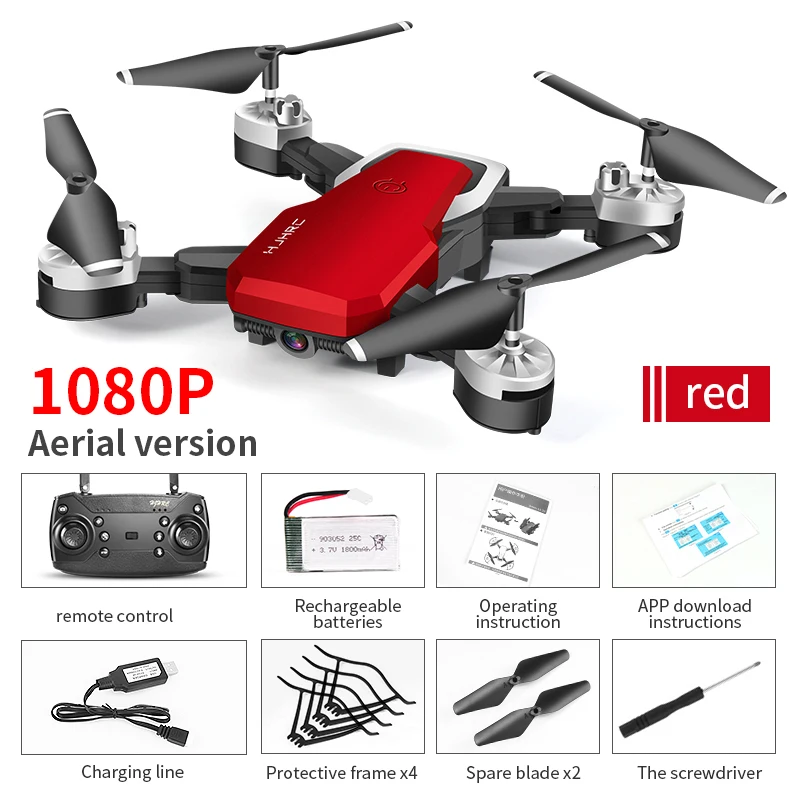 4K RC вертолет Дрон с камерой HD 1080P wifi FPV селфи Дрон Профессиональный складной Квадрокоптер 24 минуты Срок службы батареи HJ28 - Цвет: red 1080P