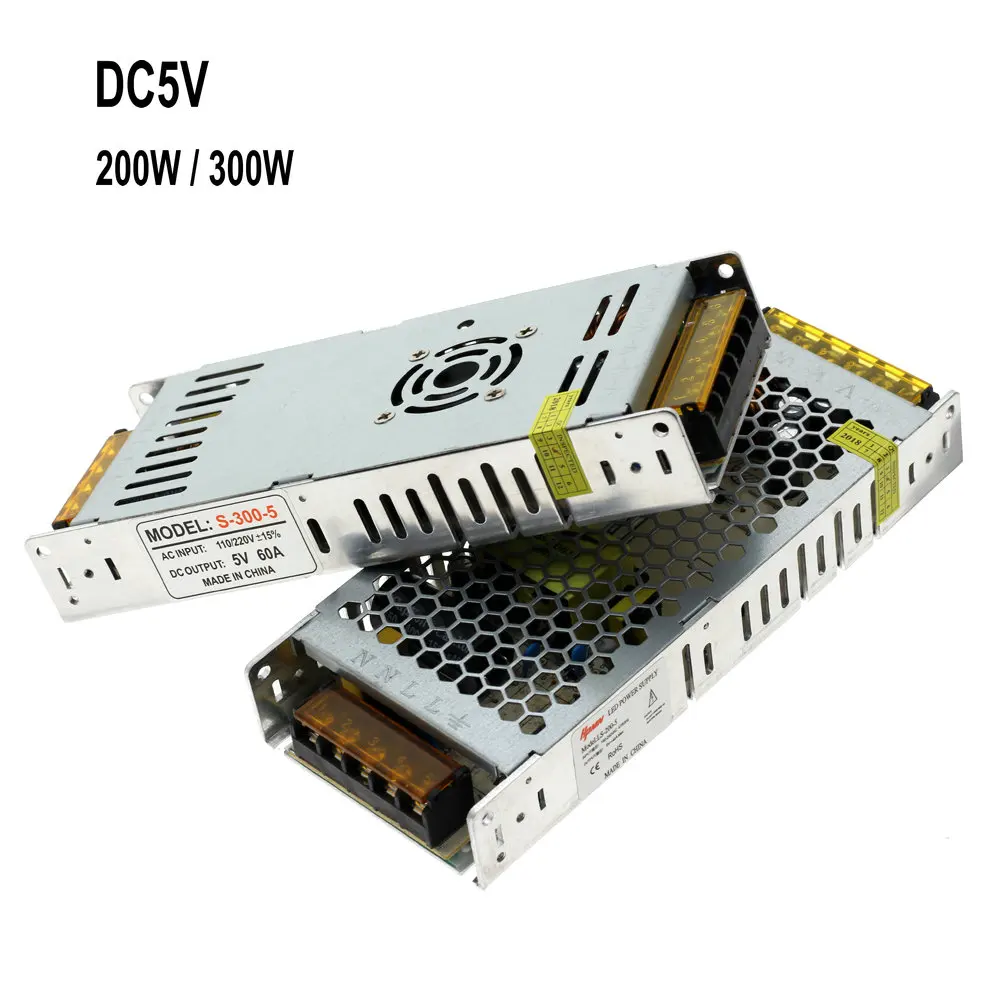 Ультратонкий импульсный источник Питание DC 5 V/12 V/24 V LED трансформаторы 200W 300W AC190-240V драйвер для Светодиодный полоски
