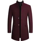 Мужское пальто для мальчиков, зимнее пальто винного цвета размера плюс, шерстяное пальто, длинная Мужская ветровка, толстое теплое пальто из хлопка, мужская куртка