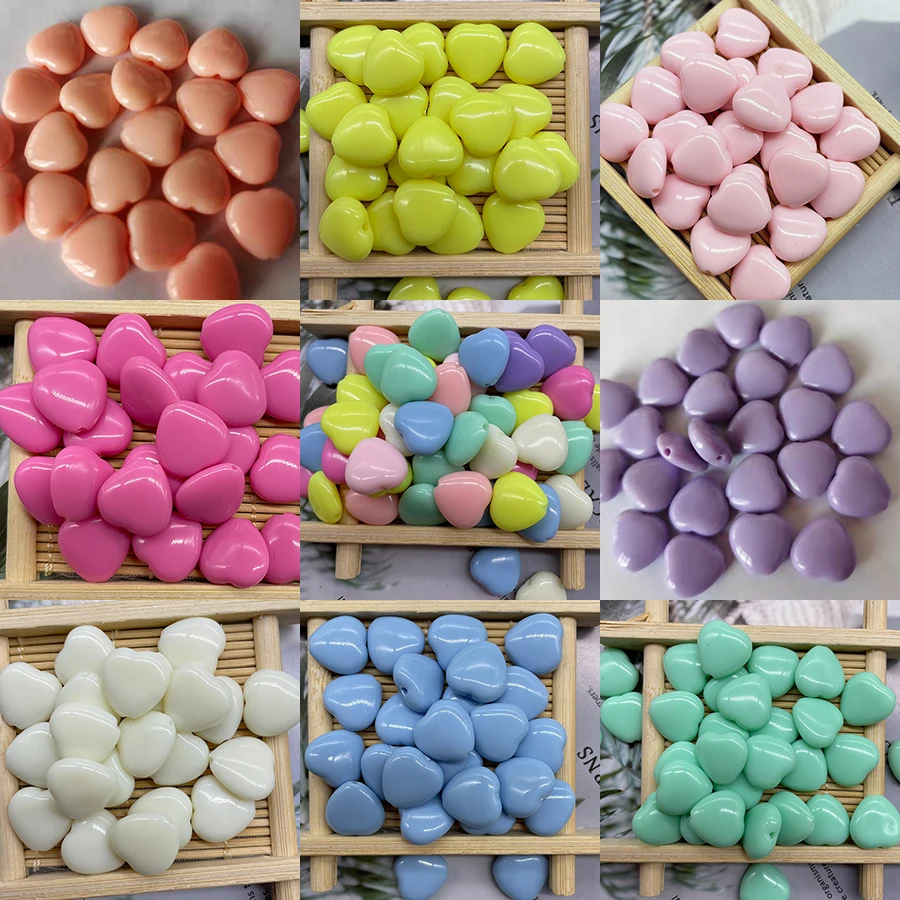 

50p 8/12/14 мм цветные акриловые бусины в форме сердца, бусины для самостоятельного изготовления браслетов, украшений, детских игрушек