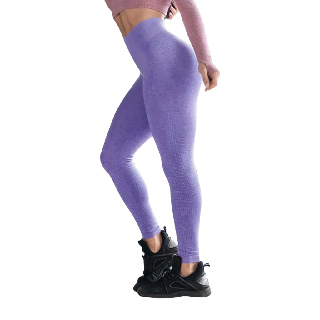 Женские штаны для йоги с высокой талией бесшовные жаккардовые быстросохнущие