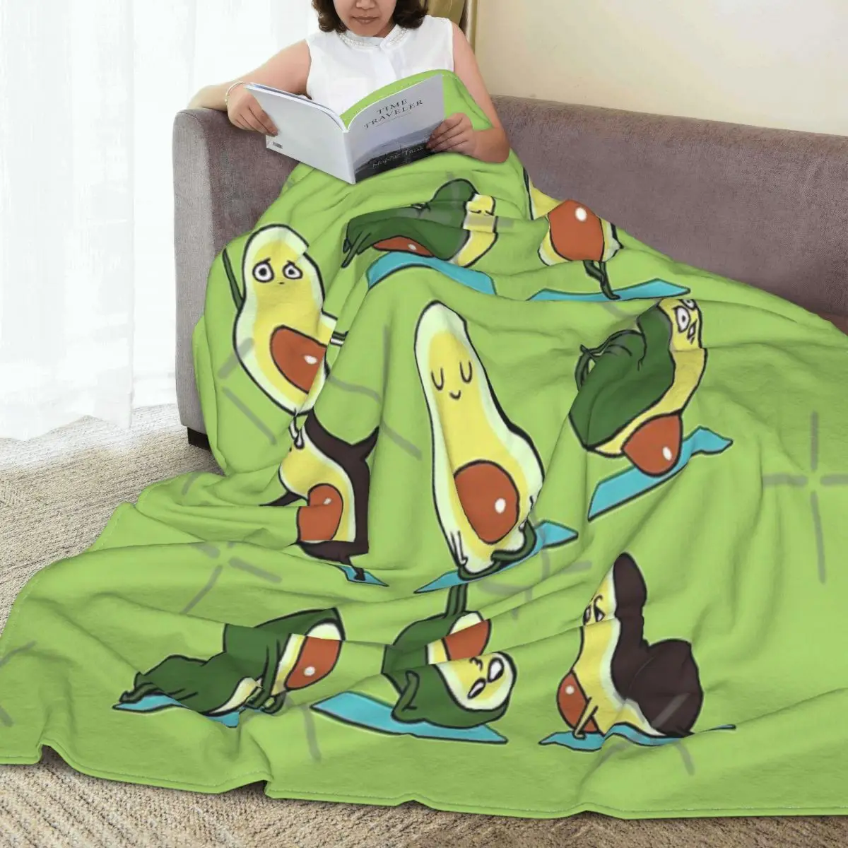

Manta de Yoga con aguacate, colcha a cuadros para cama, sofah cama, manta a cuadros de muselina en la cama