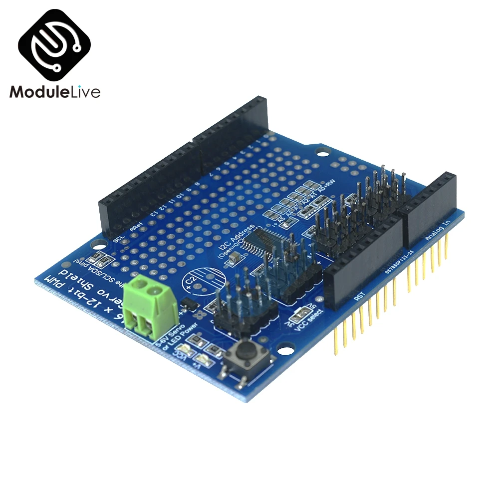 16-канальный 12-битный PWM сервопривод PCA9685 защитная плата модуль драйвера двигателя