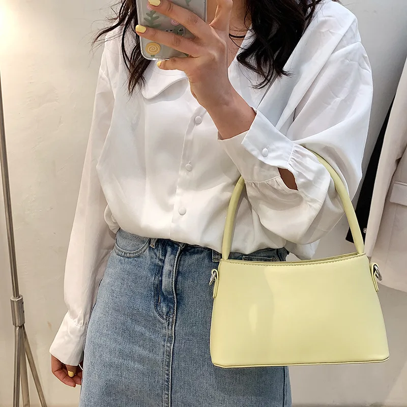 

European and American High-quality Ladies Solid Color Handbags 2021 New Fashion Portable Messenger Bag Korean Shoulder Handbags