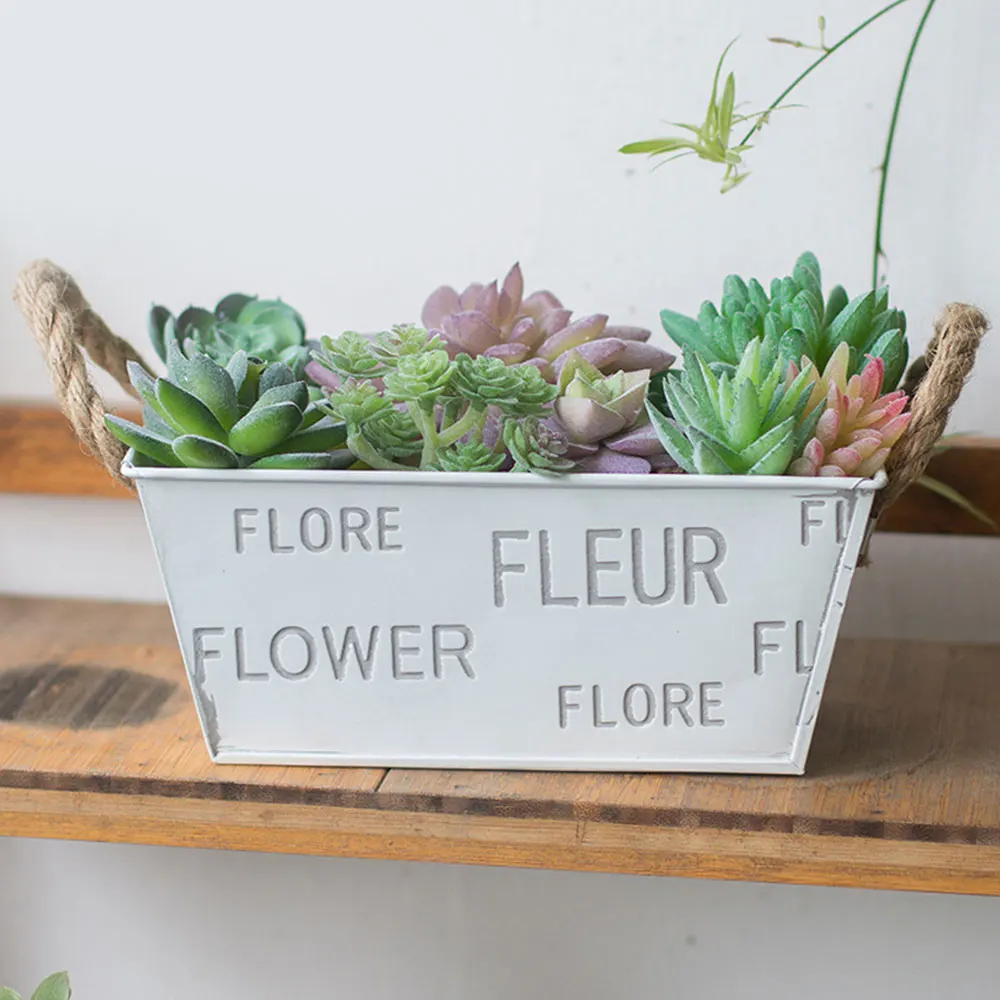 Винтажный железный горшок для растений Настольная ваза цветов цветочный