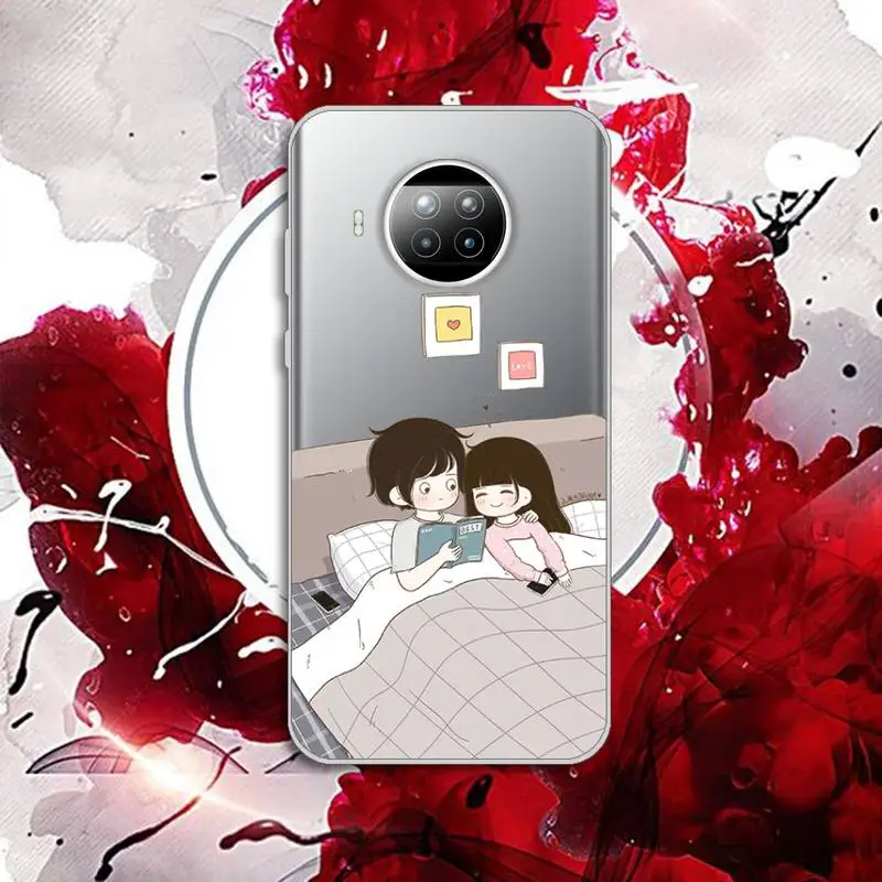 

Phone Case Transparent for Xiaomi mi Redmi note 10 t 8 9 pro lite 11 Samsung S 8 9 10 20 Cartoon couple BFF