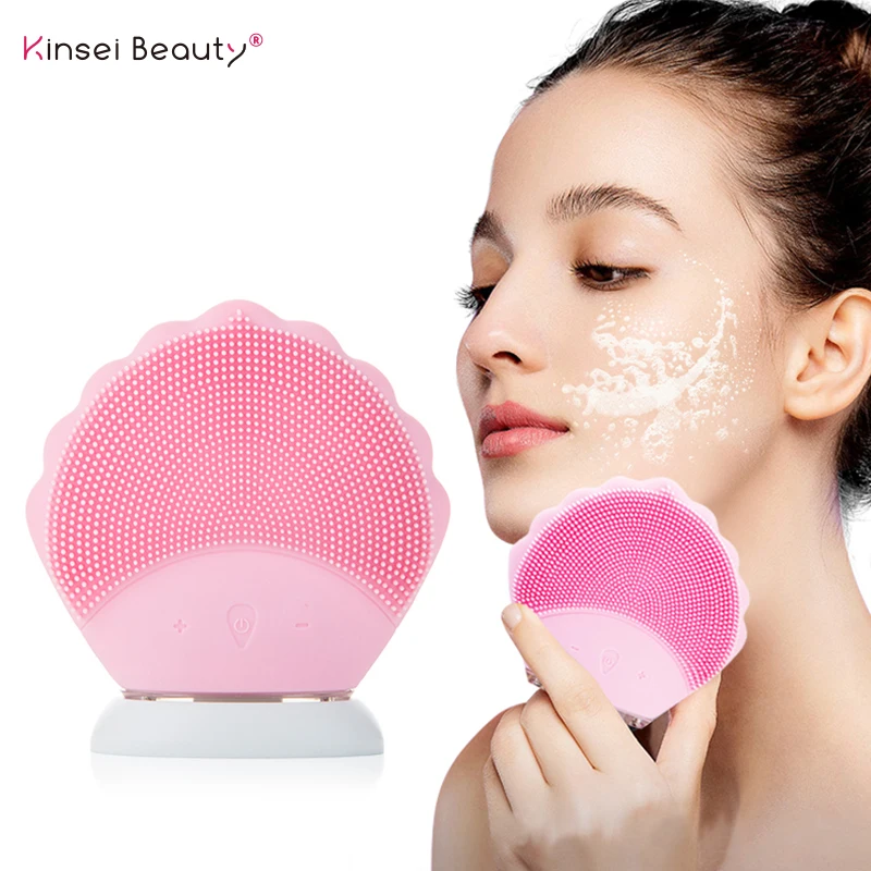 Ультразвуковая щетка для чистки лица электрическая мягкая силиконовая мини