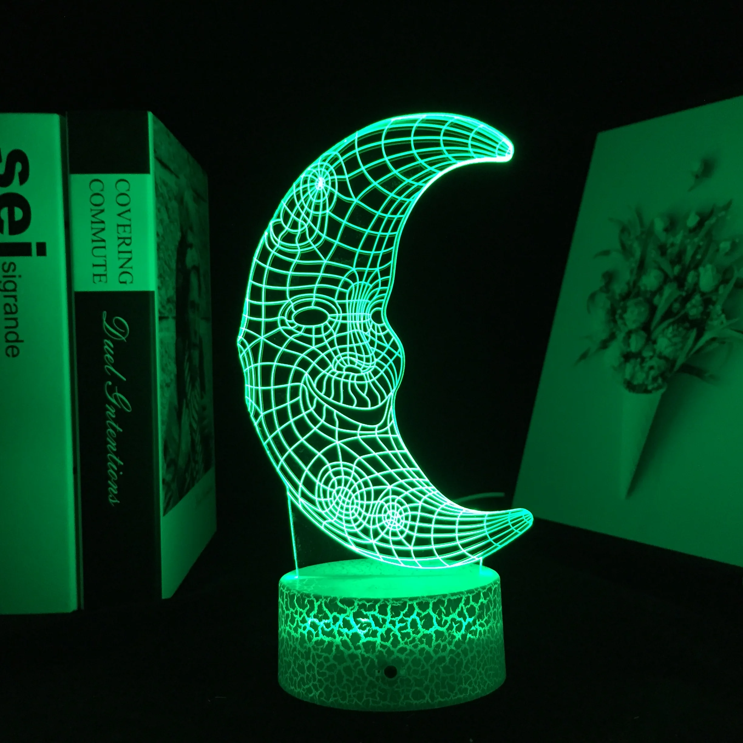 

Абстрактный 3D светодиодный ночник в виде полумесяца для дня рождения, подарок для комнаты, атмосферный декор, сенсорный пульт дистанционно...