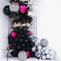 127pcs black silver disco balloons garland arch star foil globos disco party decoration christmas new year home decorative balls