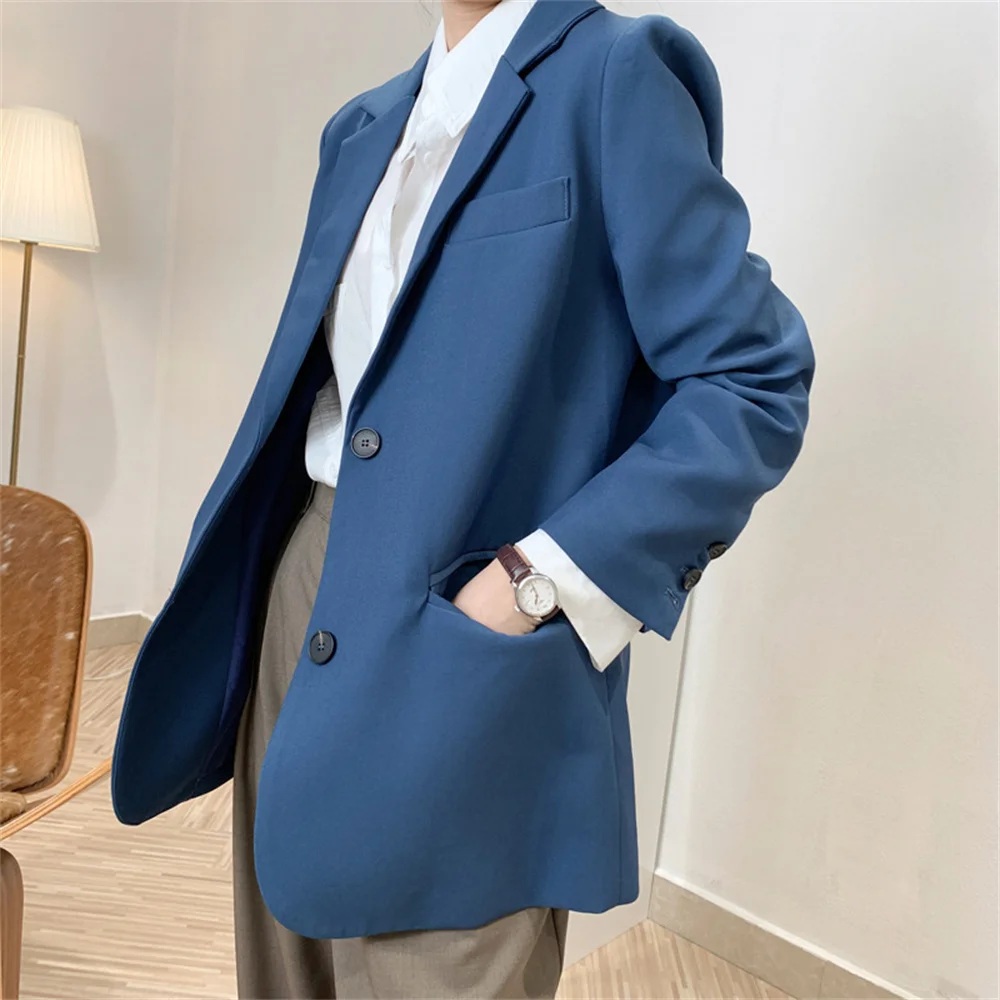

HziriP Elegant Office Lady Women Blazers Casual Work Wear High Street Hot Femme 2021 Korea OL Chic Shoulder Pads Fashion Coats