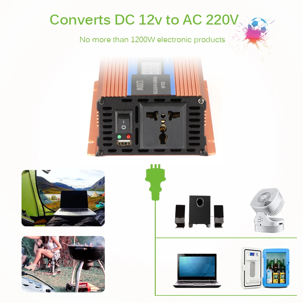 DC 12 V к переменному току 220 1200 Вт автомобильный преобразователь тока В