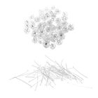 100 шт. 50 мм посеребренные булавки с шариковой головкой разделительные бусины с серебряными 4-листьями из филигранной шапочки (8 мм) 100 шт.