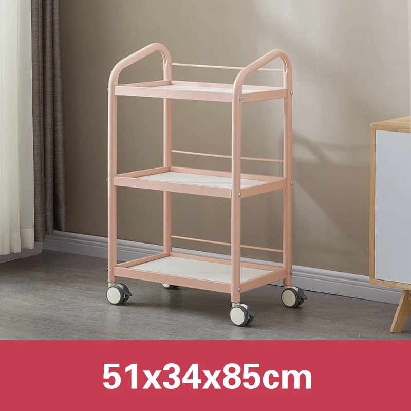 

Hand-push mobile small tool car storage rack with three layers of iron art