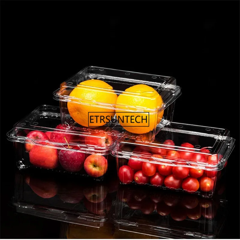 

600pcs Disposable Fruit Box Transparent Takeaway Container Food Case Vegetable Packing Box Fresh Storage Box Kitchen