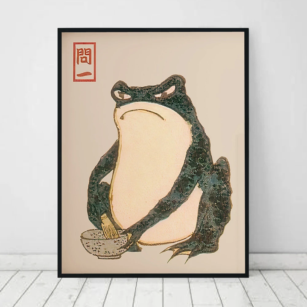 

Винтажный постер в античном стиле Matsumoto Hoji Frog, печать на холсте, японский деревянный блок, принт, уродливая жаба, ваби Саби, настенная живопис...