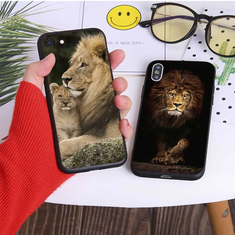 Чехол Lion Alpha Male Cub для iPhone X XS MAX XR 7 8 6 6S plus 5s SE Прозрачный мягкий силиконовый чехол
