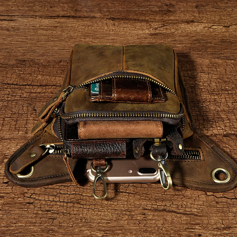 Поясная Сумка из натуральной воловьей кожи для мужчин забавные дорожные сумочки