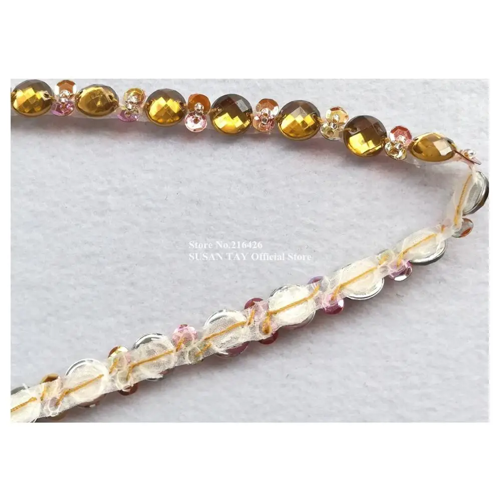 1 ярд х Новинка пришивное коричневое платье ручной работы украшенное бисером и