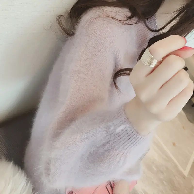 

Pullovers Sweaters Women Loose Leisure V-Neck Plus Size 3XL Long Style Thicken Kroean Version Lantern Sleeve Female Clothing New