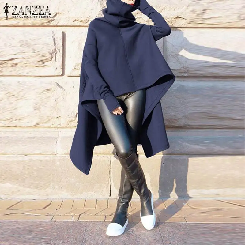 Женские толстовки ZANZEA свитшоты пуловеры с асимметричным подолом осень-зима 2020