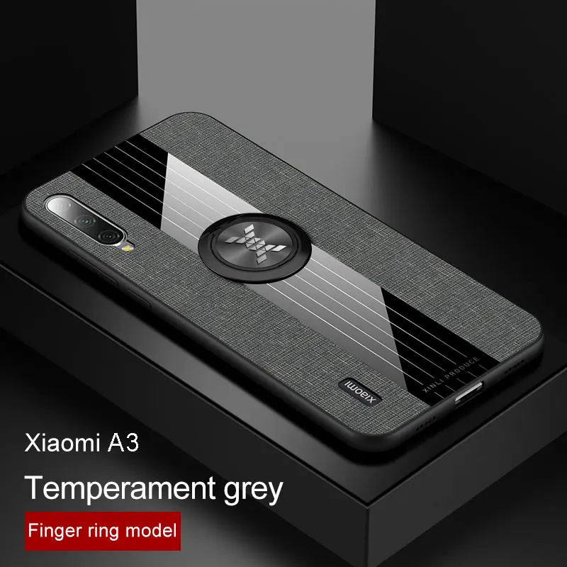 Grey with Ring Чехол для Xiaomi mi A3, Роскошная мягкая силиконовая рамка и магнитное кольцо-держатель, задняя крышка для Xio mi A2 A3, чехол для телефона s capa - Цвет: Grey with Ring
