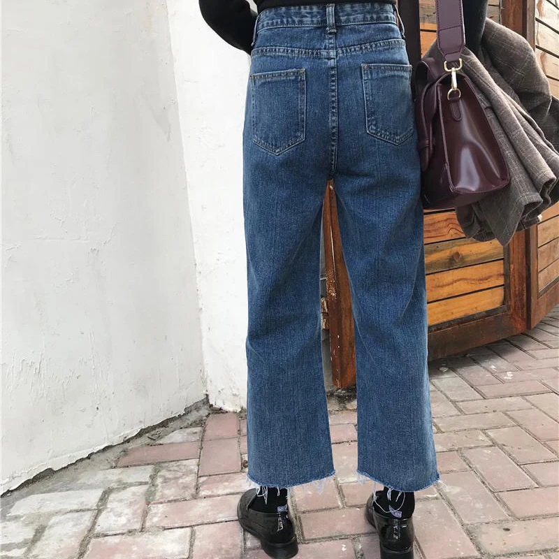 

Jeans Women Large Size Denim High Waist Jean Tassel Retro Ladies Elegant Solid Womens Korean Style Simple All-match Harajuku