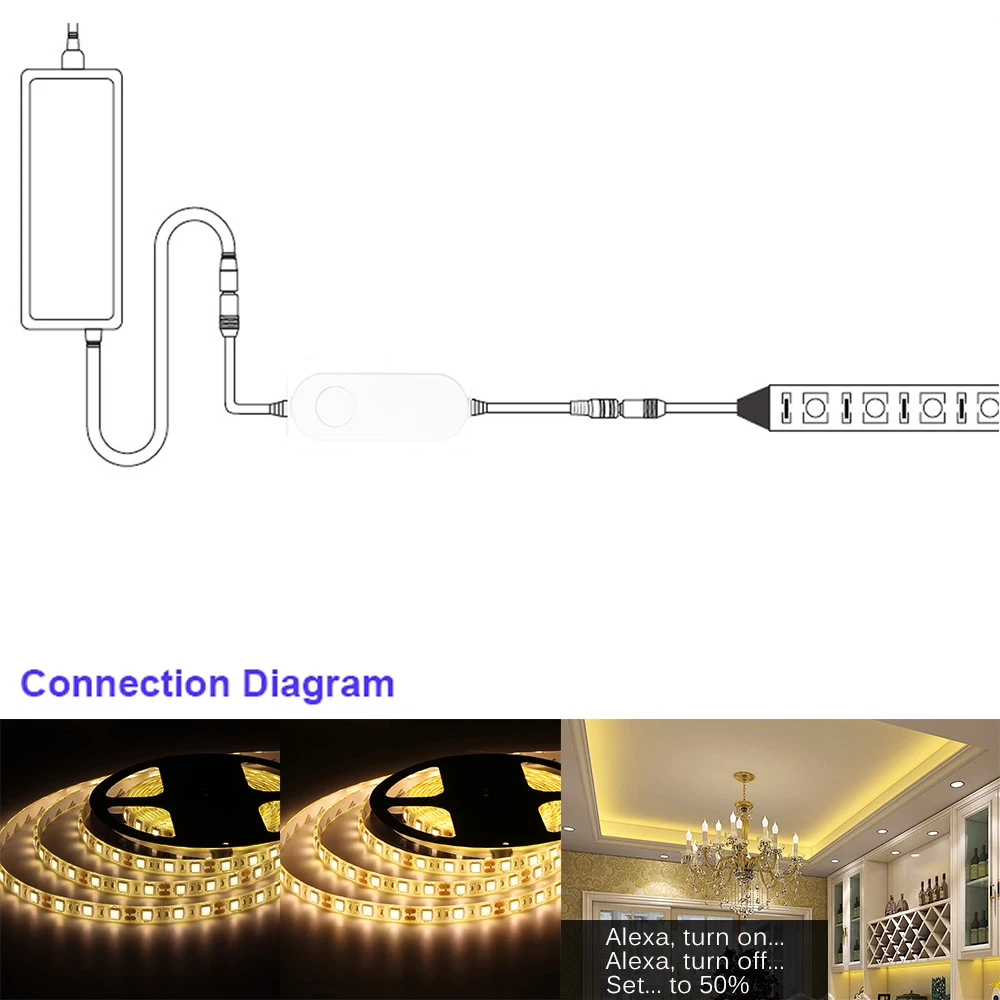 DC12V-24V Mini Zigbee Lighting Dimmer Led Dimmable 5050 3528 Single Color LED Strip Light Controller Work With H-u-e Smartthings | Лампы и