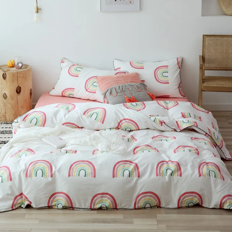 

Комплект постельного белья ainbow из хлопка с мультяшным принтом, 3/4 шт., Королевский размер, пододеяльник, комплект с простыней с принтом животных, панда, Комплект постельного белья s