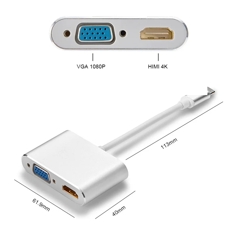 New Adapters For USB3.1 Type-C to VGA Converter USB HD 1080P Video Adapter Cable Portable Macbook Mobile Phone Accessories | Мобильные