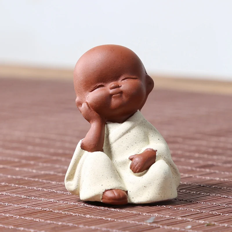 

Ceramic Ornaments Monk Small Buddha Statue Purple Clay Ceramic Crafts Decorative MDJ998