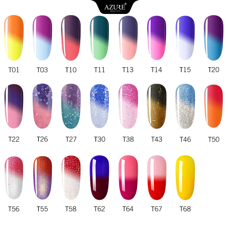 Azure Beauty Chameleon Thermo UV Gel Nail Polish Soak Off Changing Color Led Nail Lacquer Long Lasting Glitter Nail Gel Varnish