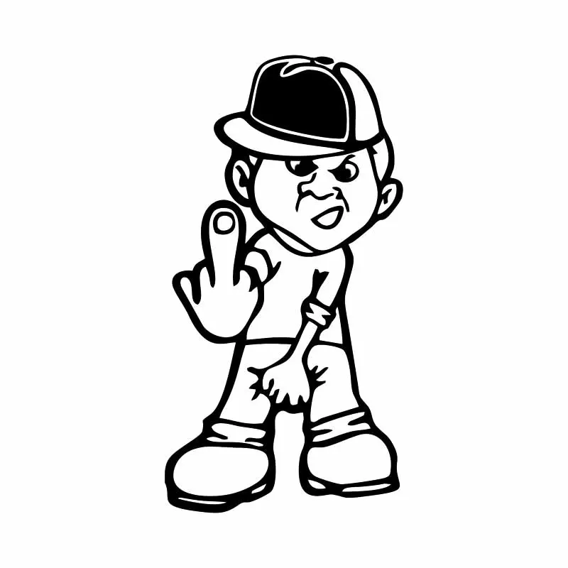 

Стикер для мальчика среднего пальца, высокое качество, украшение для окна автомобиля, индивидуальная ПВХ водонепроницаемая наклейка, черны...