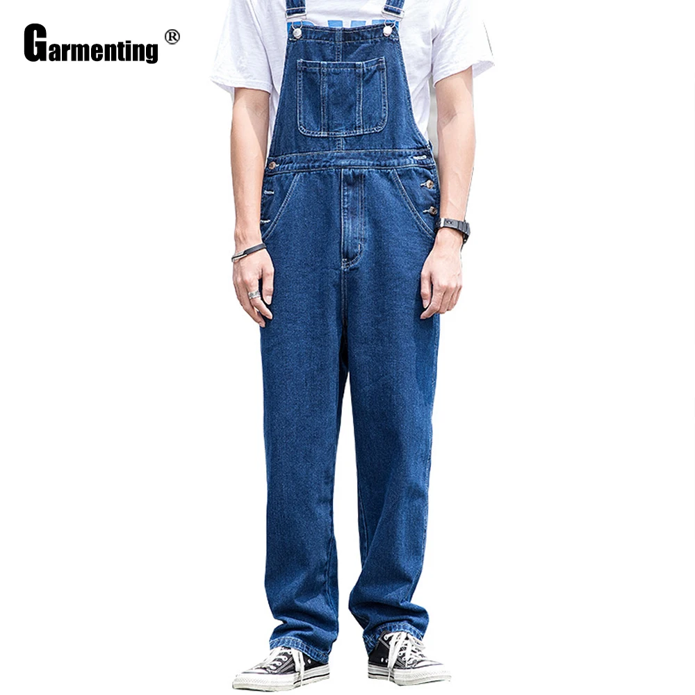 

Plus Size Men's Fashion Jeans Demin Overalls Loose Pantalons 2021 Spring Autumn Leisure Strappy Blue Jeans Trousers Men Clothing