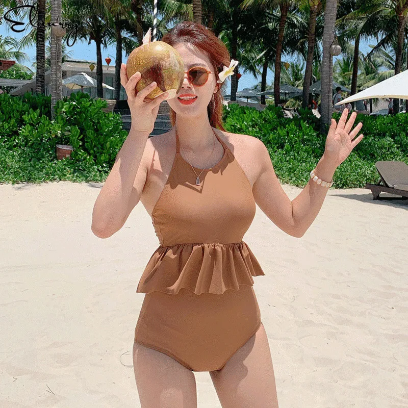 Женский цельный купальник сексуальный Монокини с открытой спиной новинка 2020