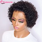 Парик Gabrielle, стрижка Пикси, натуральные волосы, бразильские короткие кудрявые, без клея, для чернокожих женщин, натуральная линия волос, полностью машинный парик