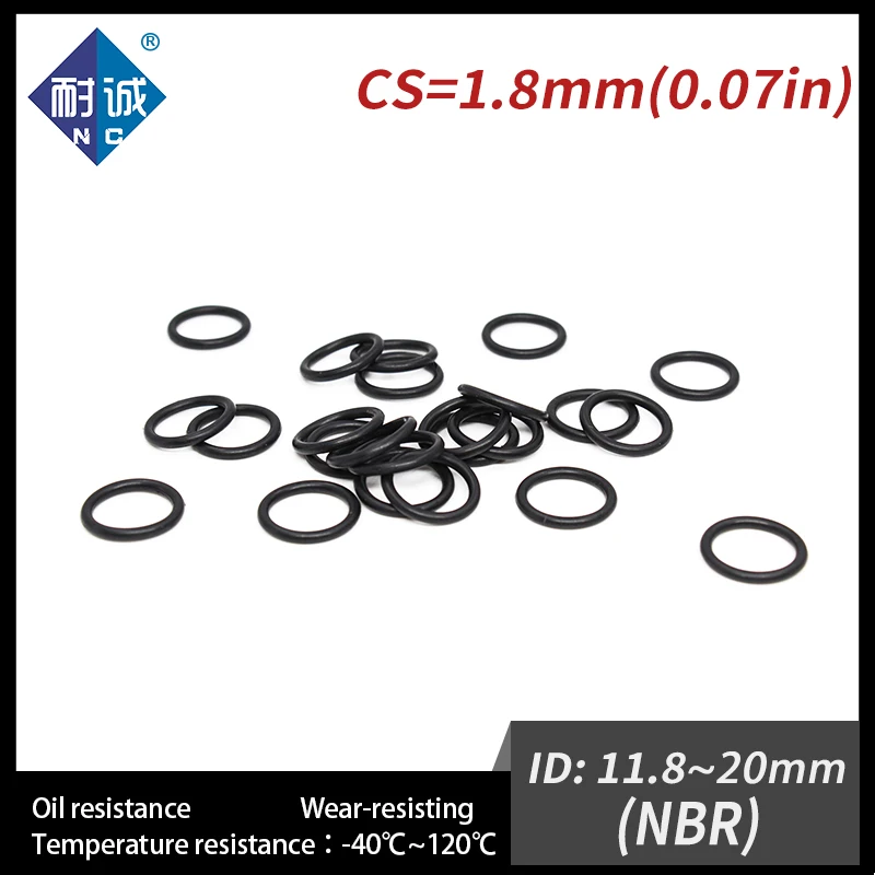 

20 шт./лот Нитриловая Резина, черный NBR CS 1,8 мм ID11.8/12,5/13,2/14/15/16/17/18/19/20*1,8 мм, уплотнительное кольцо, прокладка, маслостойкая, водонепроницаемая