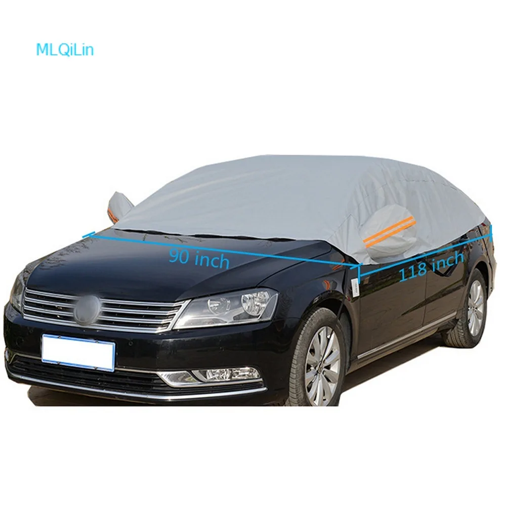 

Car Half Cover Top Waterproof All Weather/Windproof/Dustproof/Windshield Cover Snow Ice Winter Summer for Sedan SUV