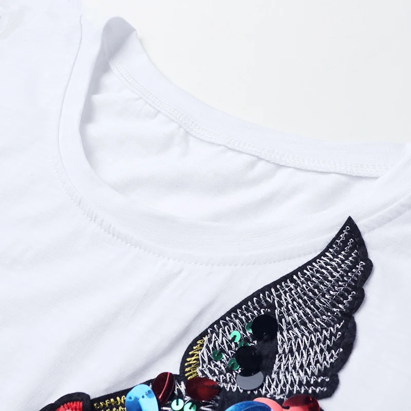 Diamond Women Piece Set Summer Letter Floral Print T Shirt Butterf Ripped Denim Shorts Female Suit (Tees+Shorts) YXR363 |