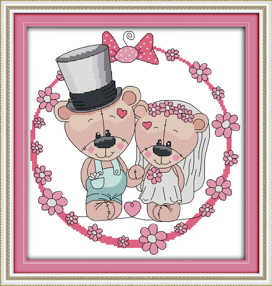 Милые мишки с надписью Joy Sunday вышитые китайские наборы для вышивки крестиком DMC |