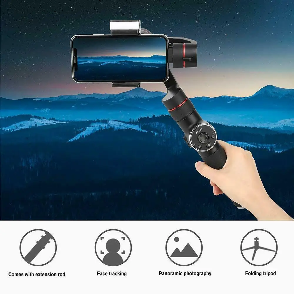 Zomei V5 Новые 3-Axis ручной шарнирный стабилизатор для камеры GoPro палка для селфи для смартфона iPhone X 8 плюс 7 6 Plus SE samsung Galaxy S9 S8 S7 S6