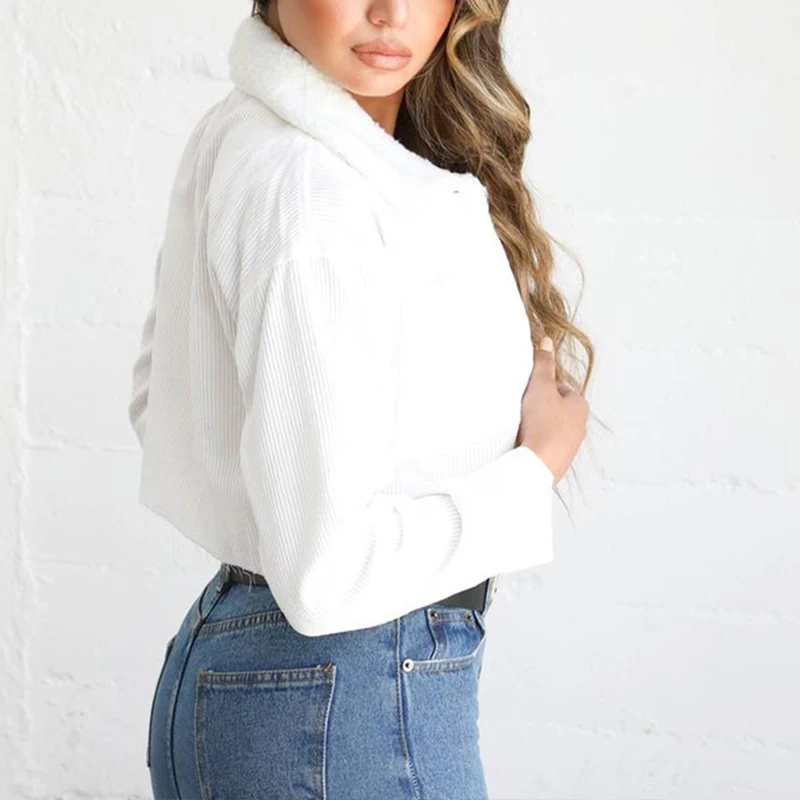 Vangull Вельветовая флисовая повседневная короткая куртка женская плотная мягкая