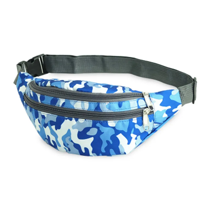 

2021 Travel Blue Camouflage Waist Bag Bananka Waterproof Antitheft Fanny Pack Men And Women Walking Mountaineering Belly Band