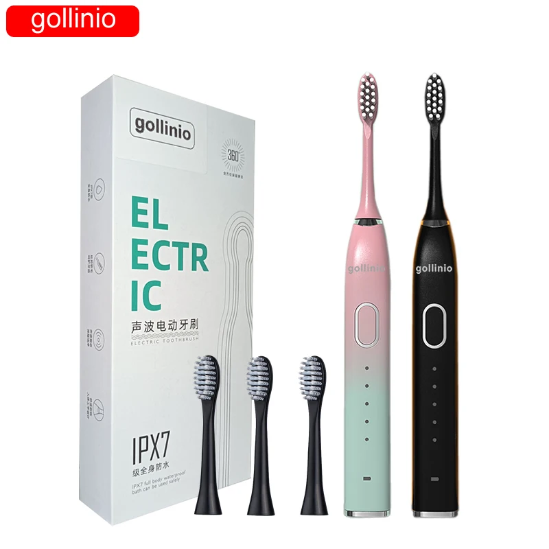 

Электрическая зубная щетка gollinio GL10A с таймером, перезаряжаемая сменные головки зубных щеток с зарядкой USB, 360 градусов