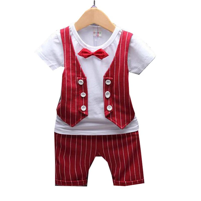 Новинка Летняя детская модная одежда Футболка с галстуком для маленьких