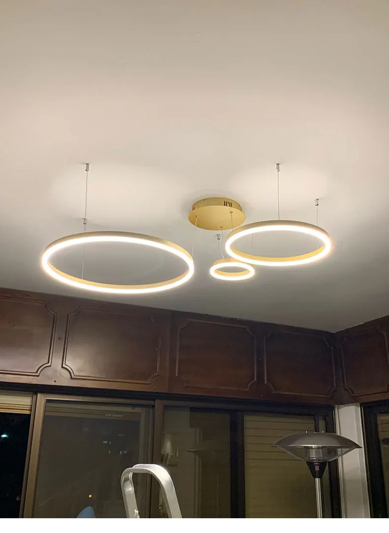 

Black&Gold Led Pendant Light Modern 5rings 4rings 3 rings Chandelier Pendant Lamp for Dining room Kitchen Living room Bedroom