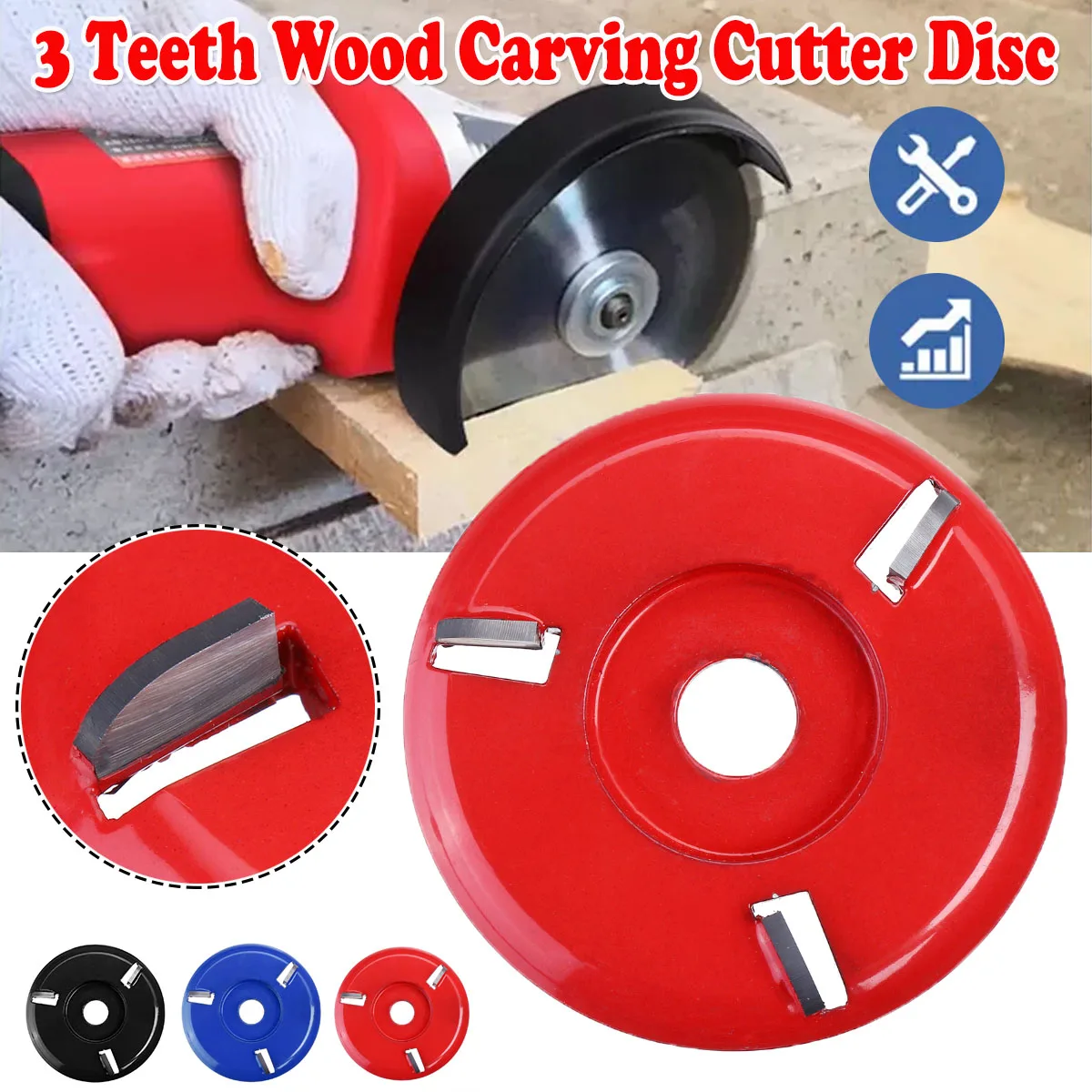 

3 Teeth Arc Wood Carving Disc 16mm Aperture Angle Grinder Turbo Milling Cutter Woodworking Tungsten Steel Blade Polishing Disc