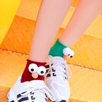 new fashion big eyes patterned candy colors cartoon funny socks harajuku women cute cotton short socks kawaii school girl socks