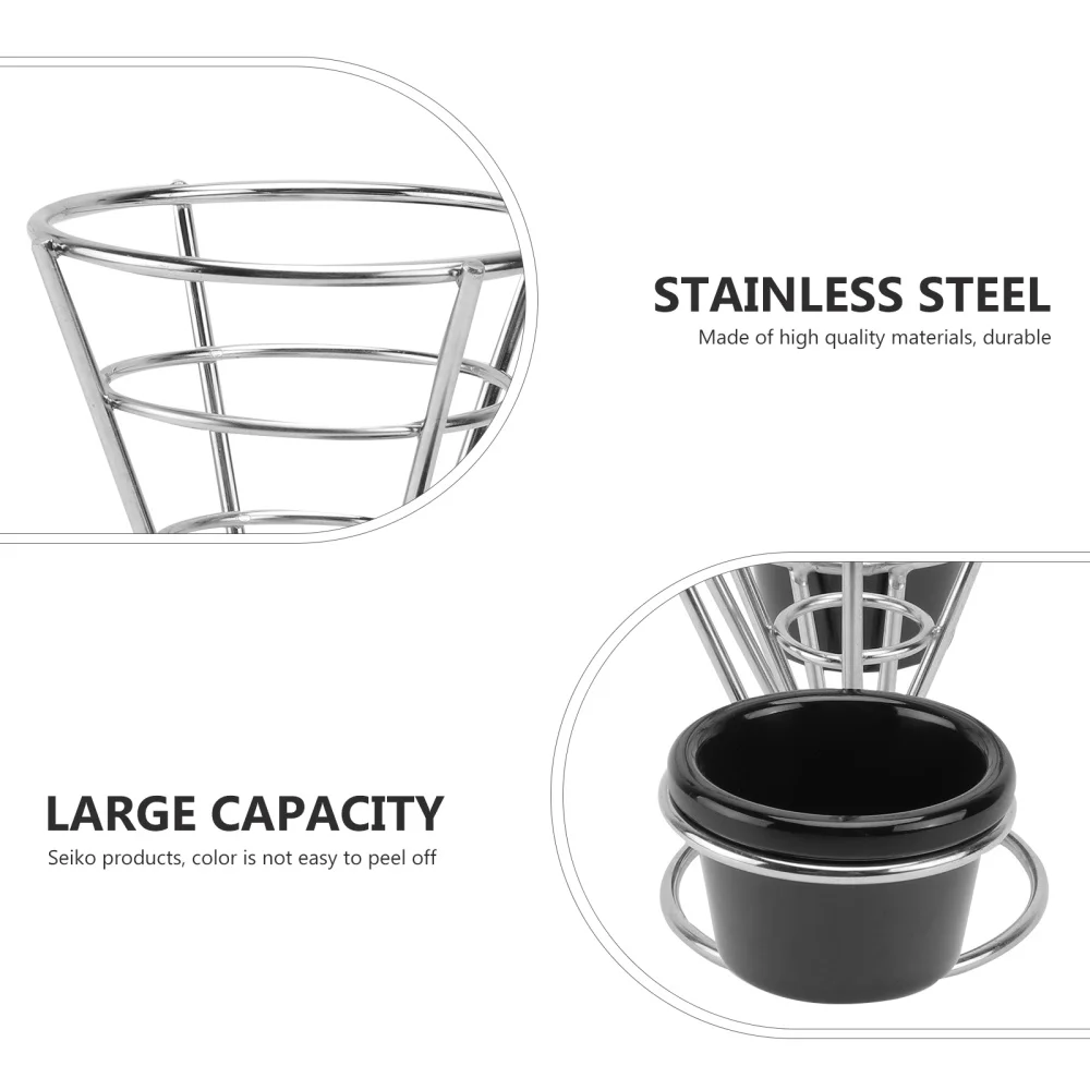 

Stainless Steel French Fries Stand Cone Basket French Fry Chips Basket